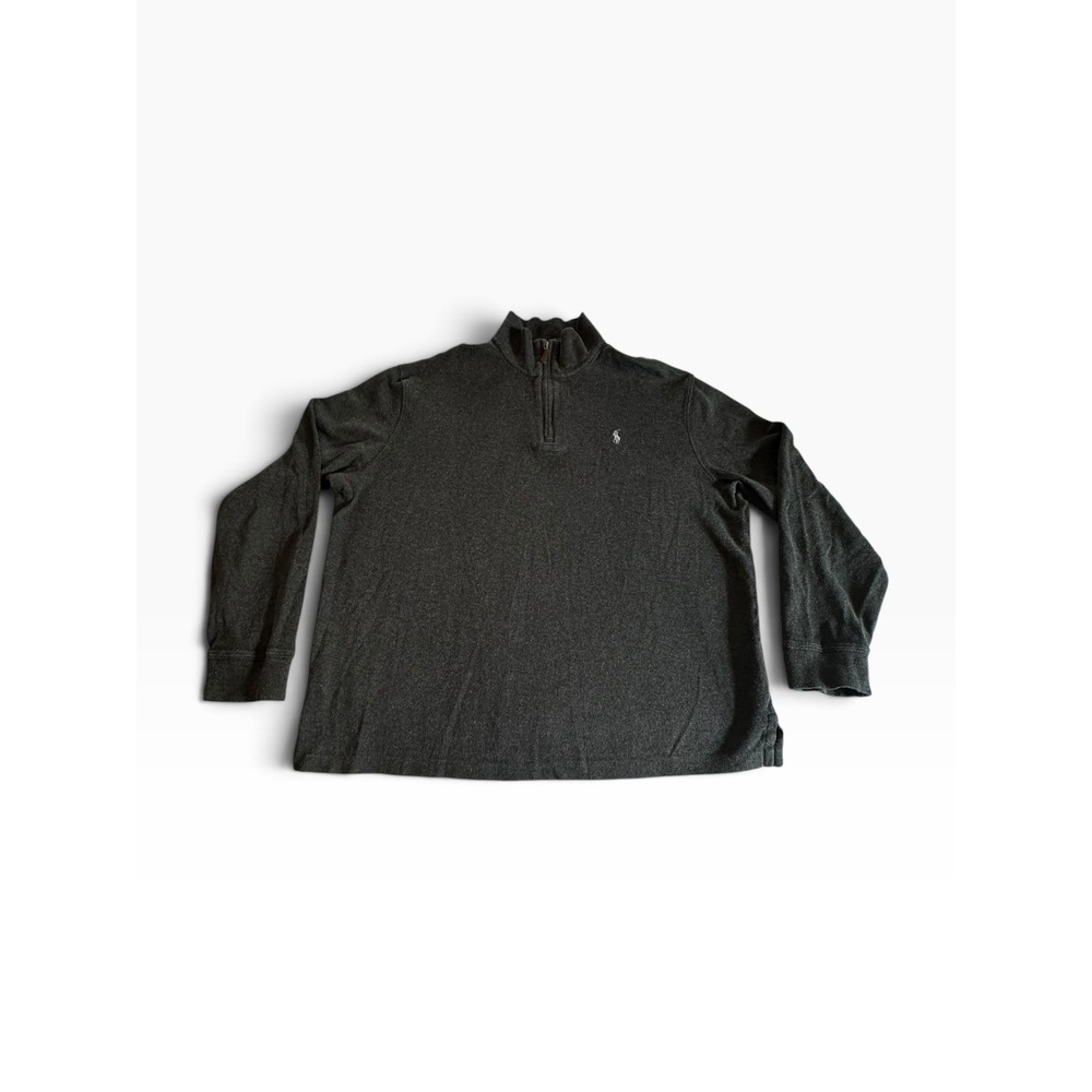 Polo Ralph Lauren Quarter Zip Mens Large Charcoal Gray Estate Rib Pullover